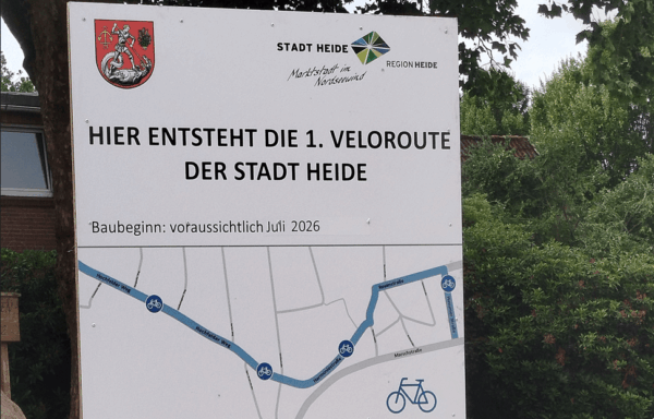 Bauschild Veloroute Heide