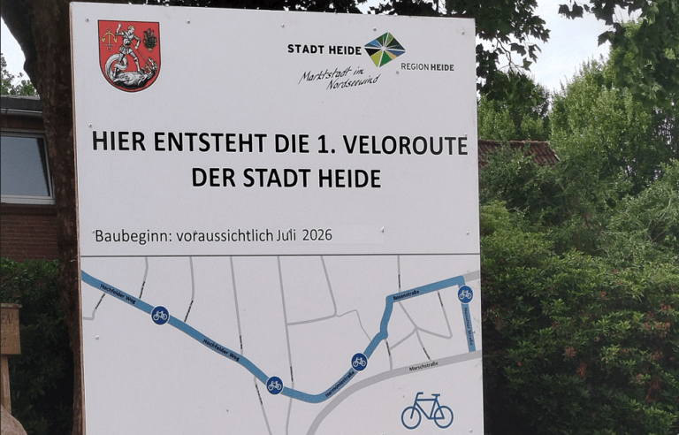 Bauschild Veloroute Heide